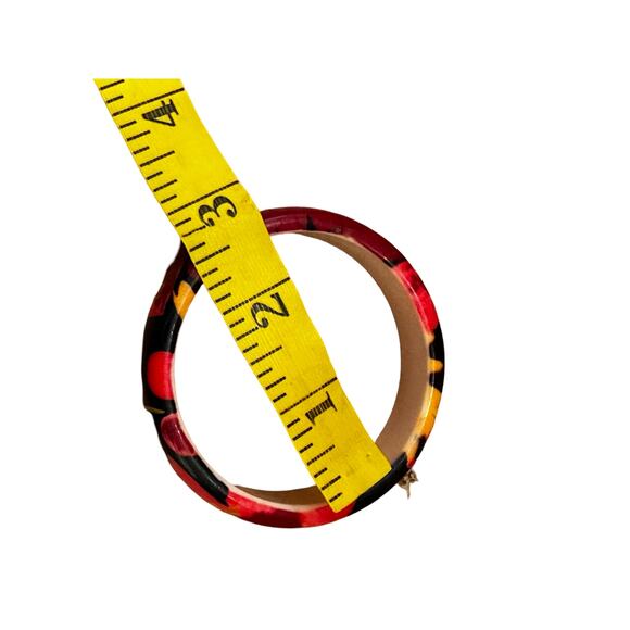 Cherrycore Vintage Flower and Cherry Red Black Bangle - Picture 4 of 4